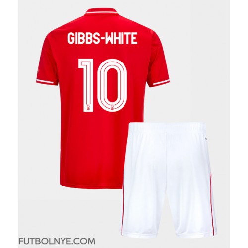 Camiseta Nottingham Forest Morgan Gibbs-White #10 Primera Equipación para niños 2025-26 manga corta (+ pantalones cortos)
